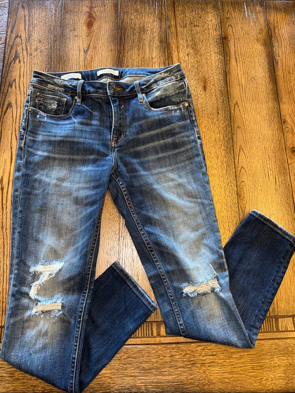Vigoss Jagger Mid Blue Distressed Skinny Jeans